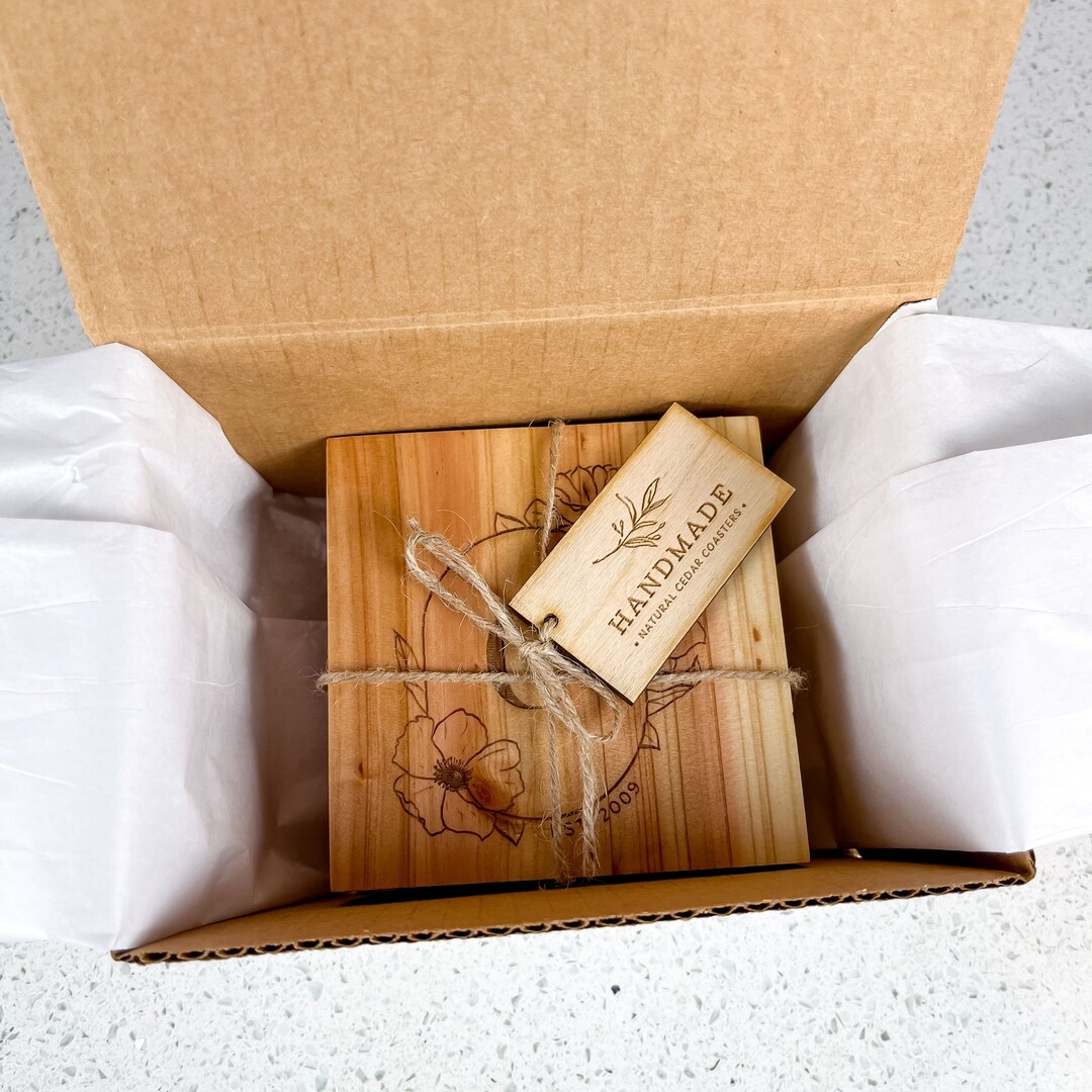 Cedar Coaster - PERSONALIZED Set of 6 Cedar Coaster - PERSONALIZED Set of 6